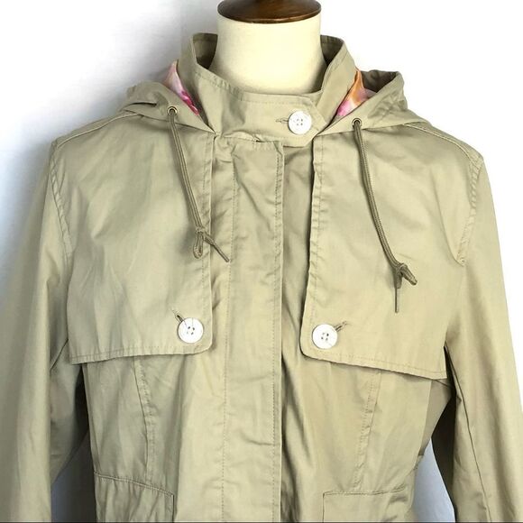 NANETTE LEPORE KHAKI  HOODED UTILITY SPRING JACKET  EXCELLENT CONDITION - Picture 3 of 15